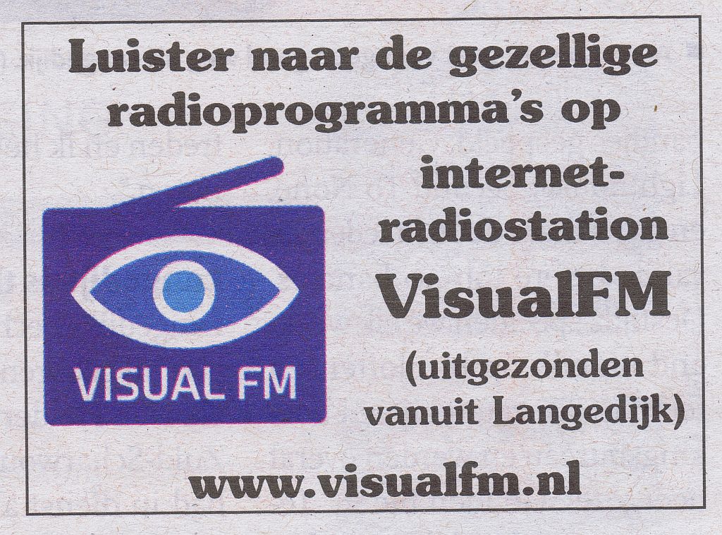 Visual FM - Serious Internet Radio Advertientie die bijna elke week in het Langedijker Nieuwsblad staat