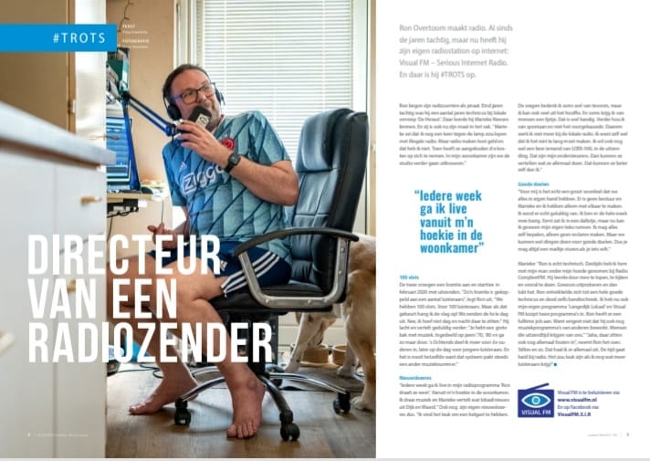 Ik sta met mijn verhaal over Visual FM – Serious Internet Radio in het blad Bladeren van Esdege-Reig